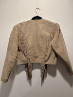 (RR3388) Scully Cropped Light Beige Suede Fringe Jacket