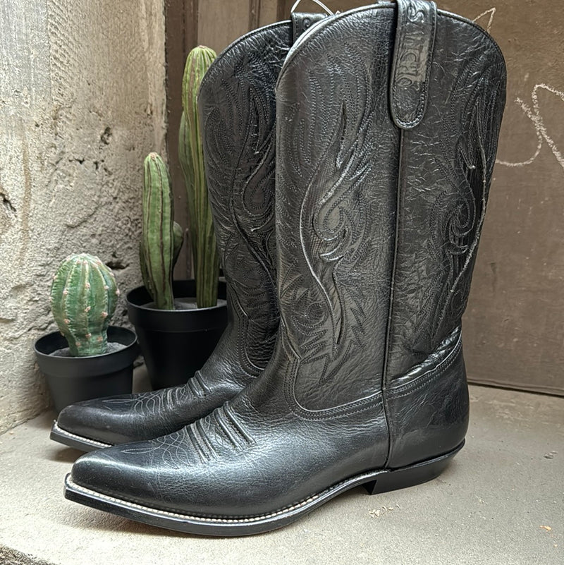 (RR3077) Black Sancho Inlay Cowboy Boot