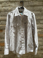 (RR3206) Vintage Dove Grey Pearl Snap Western Button Down Shirt