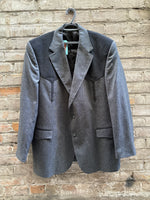 (RR3119)Dark Grey Black Felt Yoke Western Blazer