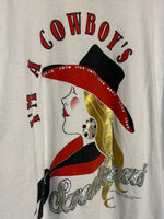 (RR2997) Vintage Single Stitch ‘I’m A Cowboy’s Sweetheart’ Graphic T-Shirt