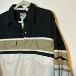 (RR2926) Vintage Colourblocked Pearl Snap Button Down Shirt