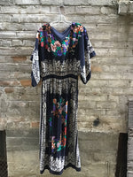 (RR3162)Vintage Floral Printed Maxi Sundress