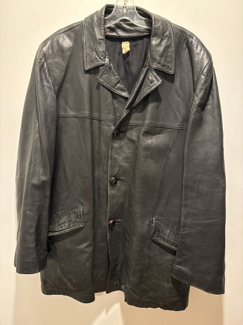 (RR3482) Black Leather Men’s Mid-Length Jacket&nbsp;