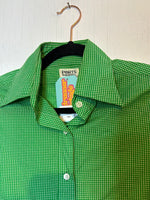 (RR2925) Vintage Green Printed Single Stitch Button Down Shirt