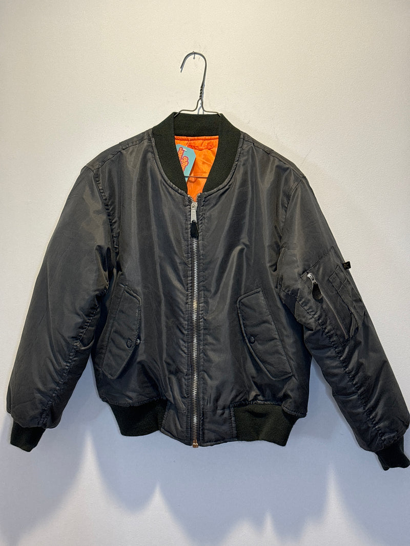 (RR3319) Grey and Orange Reversible Nylon Bomber Jacket