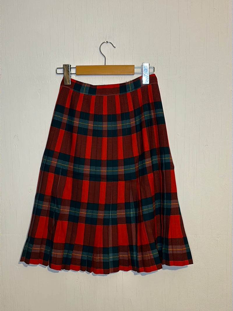 (RR2862) Vintage Tartan Pleated Skirt