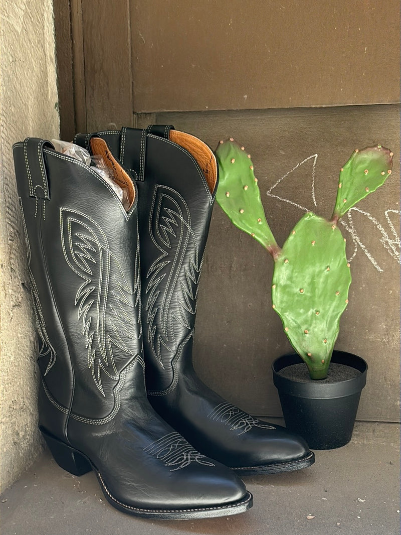 (RR2895) Black Leather Cowboy Boots
