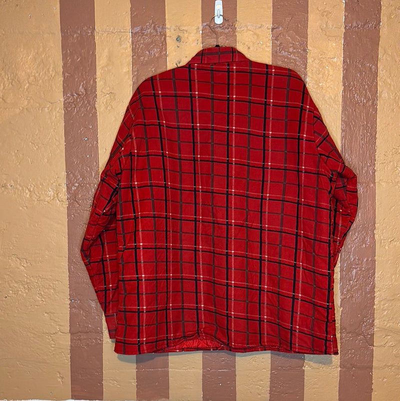 (RR2676) Vintage Bar-M Rancher Black&Red Plaid Quilted Lined Snap Down Flannel Shirt