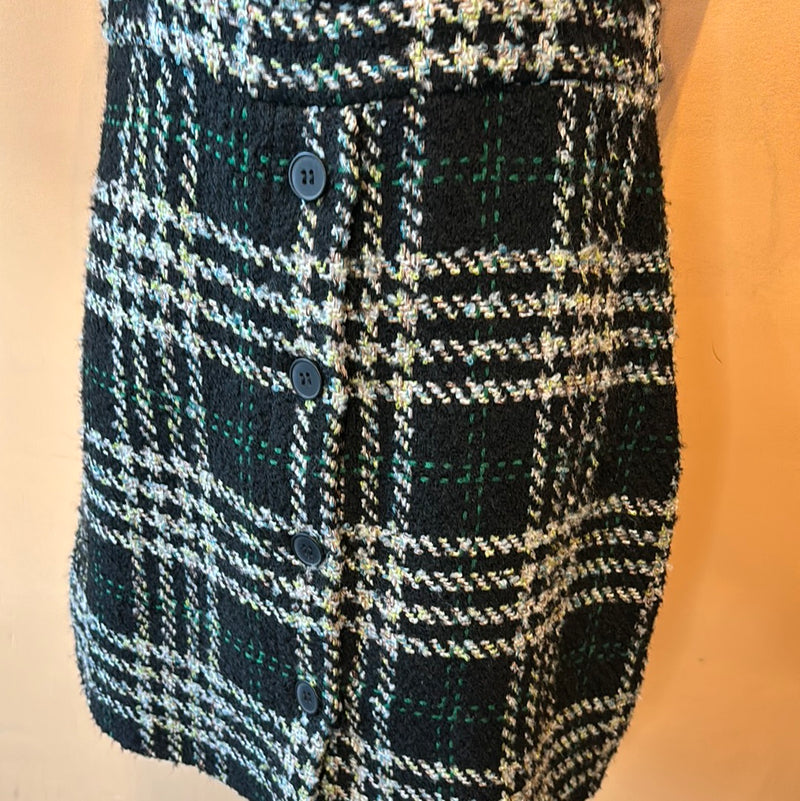 (RR1068) Molly Bracken Black Plaid Knit Dress