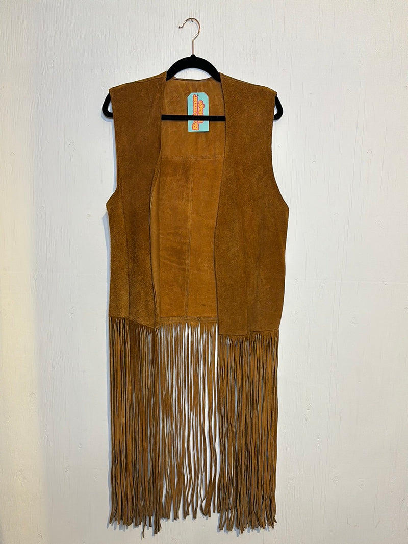 (RR2944) Vintage Suede Fringe Vest