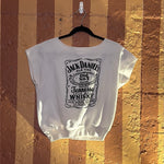 (RR2449)  ‘Jack Daniels’ White Cut Off Sweatshirt