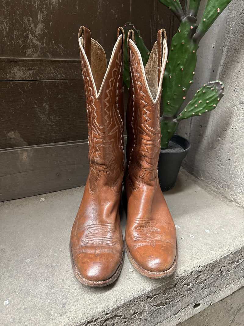 (RR3457) Brown Stitched Cowboy Boot