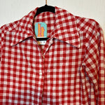 (RR2928) Vintage Red Gingham Button Down Shirt