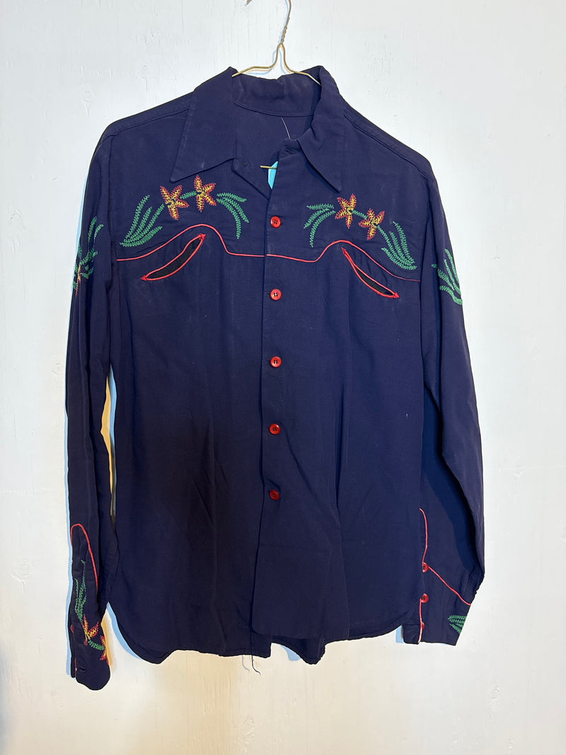 (RR3167) 1950s Embroidered Western Buttondown