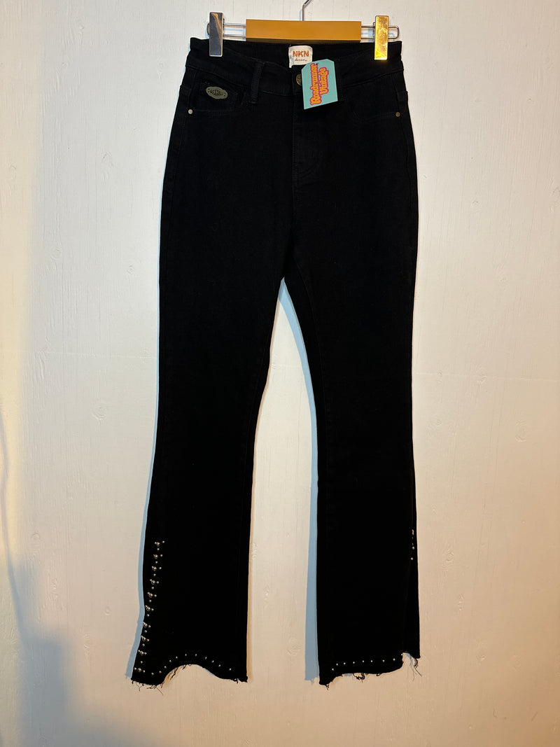 (RR3113) NKN Black Denim Studded Pant