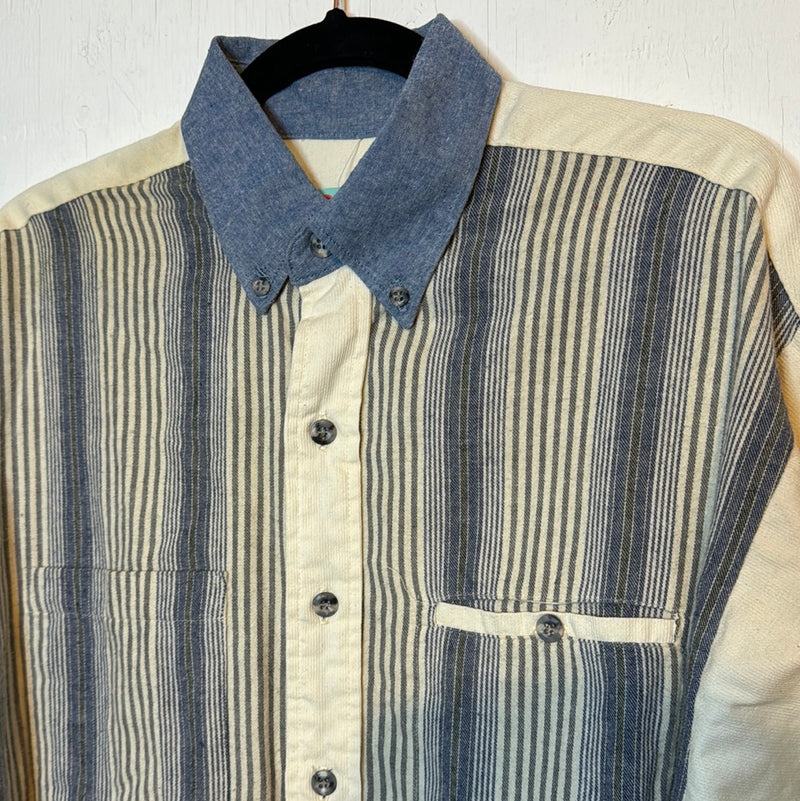 (RR2929) Vintage Multi-Textile Western Button Down Shirt