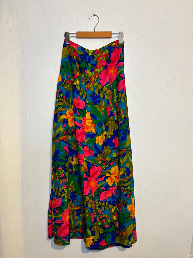 (RR2950) Vintage Floral Print Long Skirt