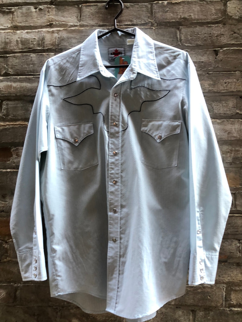 (RR2298) Vintage Pearl Snap Embroidered Western Button Down