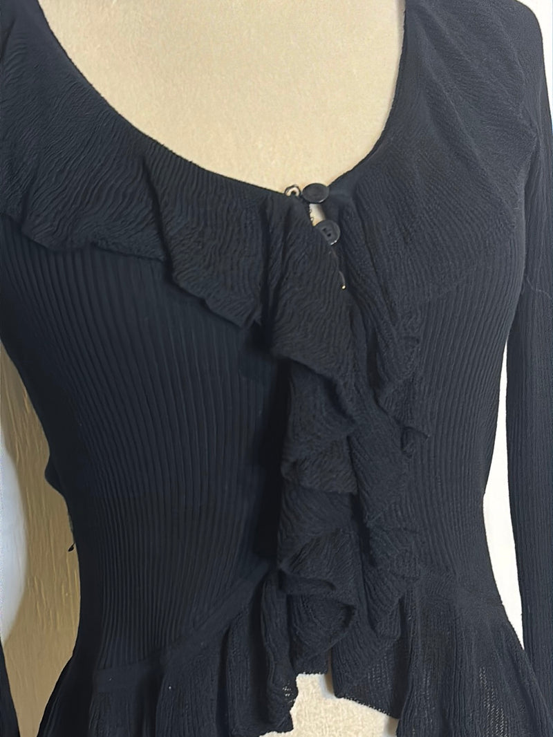 (RR3033) NKN Black Frill Blouse