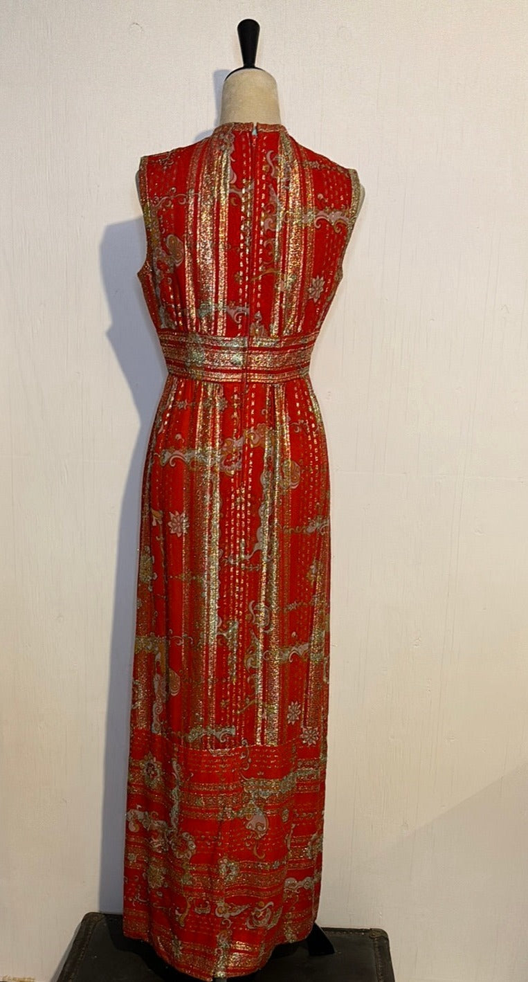 (RR659) Red and Gold Full Length Dress
