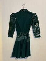 (RR2956) Vintage Pine Green Silver Detail Button Down Western Dress