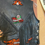 (RR2271) Fringe Leather Patched Vest