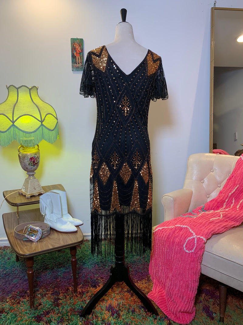 (RR3251) Vintage Beaded Flapper Dress