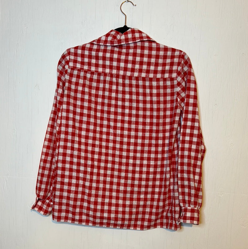 (RR2928) Vintage Red Gingham Button Down Shirt