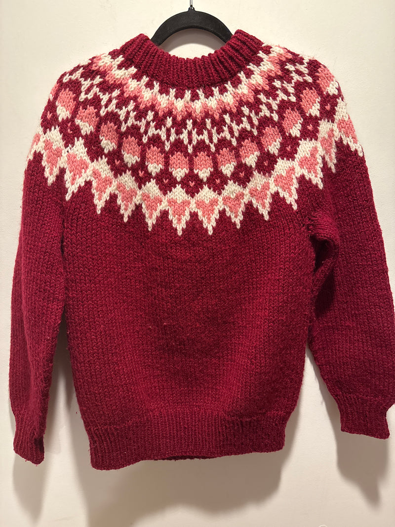 (0125RR3582) Red & Pink Winter Sweater