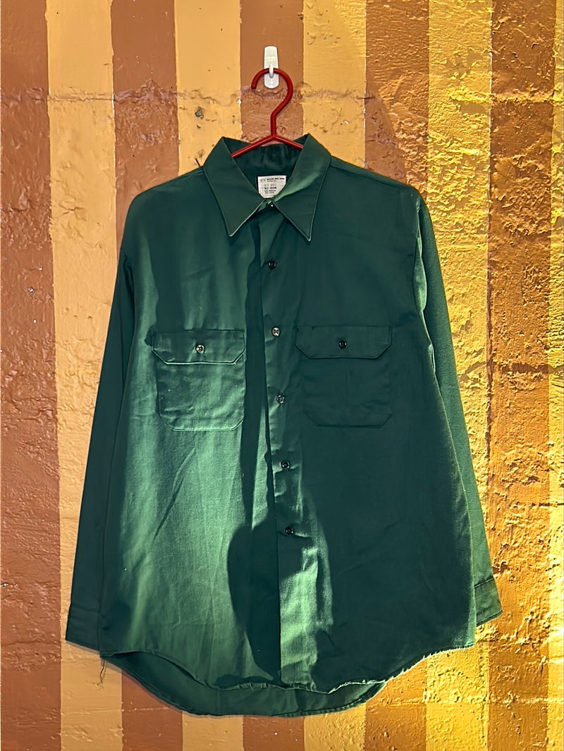 (RR2453) Vintage JCPenny Forest Green Button Down