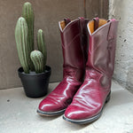 (RR3096) Diamond J Burgundy Round Toe Cowboy Boots