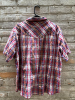 (RR3209) Vintage Short Sleeve Pearl Snap Western Button Down Shirt