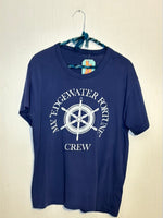 (RR2878) Vintage 1980s Single Stitch Navy Blue Graphic T-Shirt