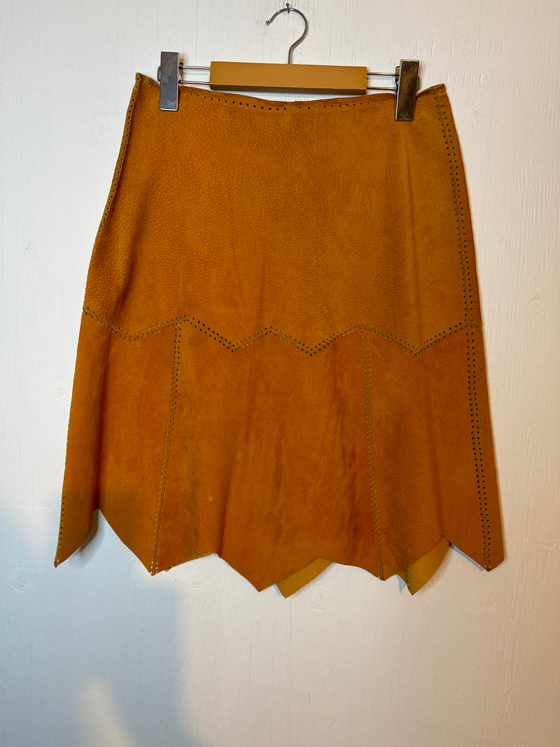 (RR3187) Suede Mid Length Skirt