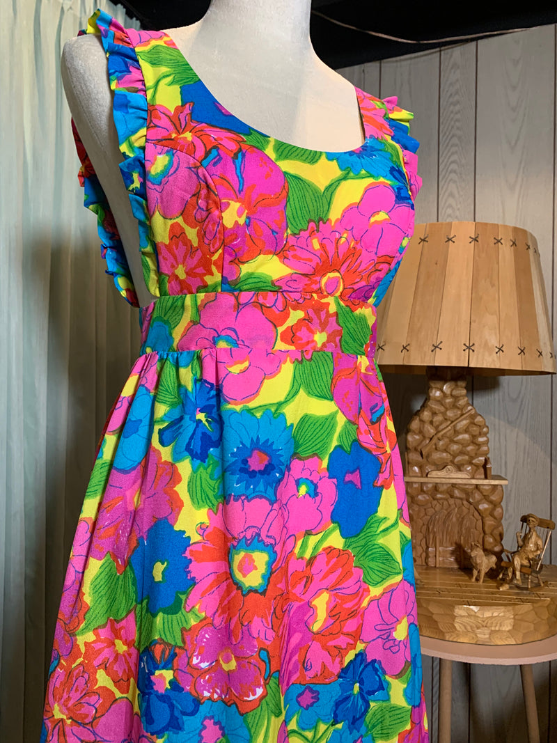 (RR2955)Vintage Sleeveless Hawaiian Dress