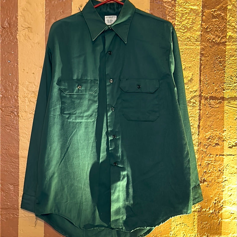 (RR2453) Vintage JCPenny Forest Green Button Down