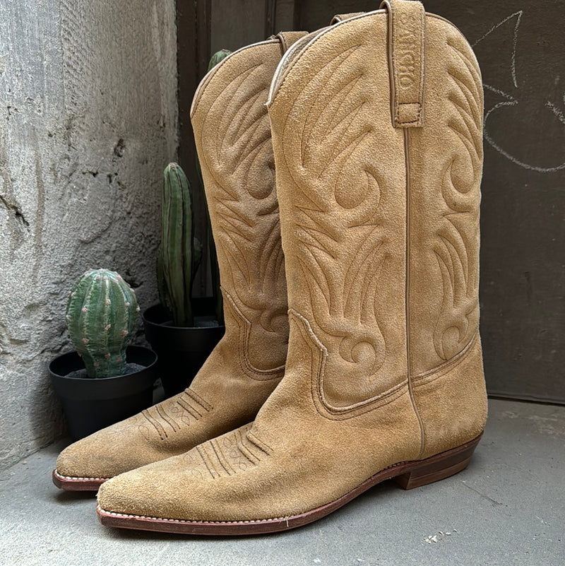 (RR3080) Beige Suede Cowboy Boot