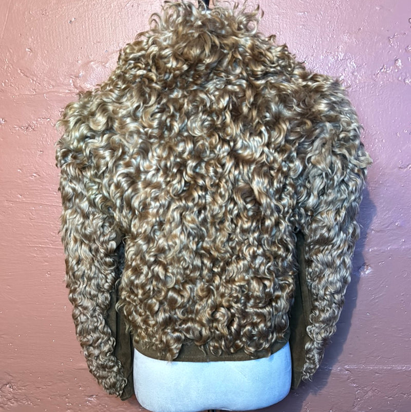 (RR2661) 70s Curly Lambswool Bomber Jacket