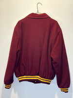 (RR3325) Vintage Maroon Wool Button Down Bomber Jacket