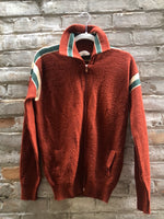(RR2316) Vintage Burgundy Knit Zip Up Sweater