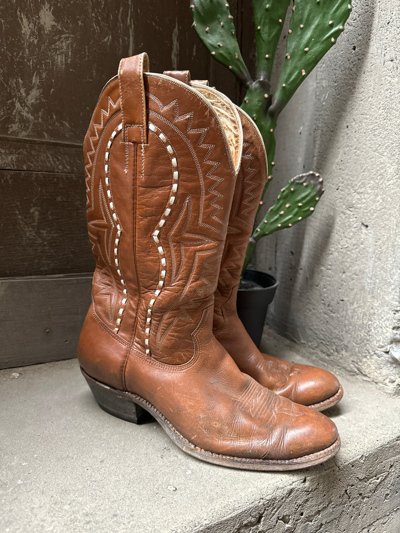 (RR3457) Brown Stitched Cowboy Boot