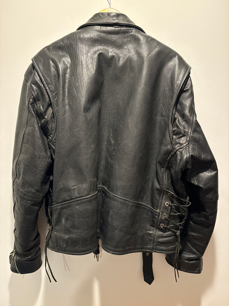 (RR3390) Black Leather Biker Jacket