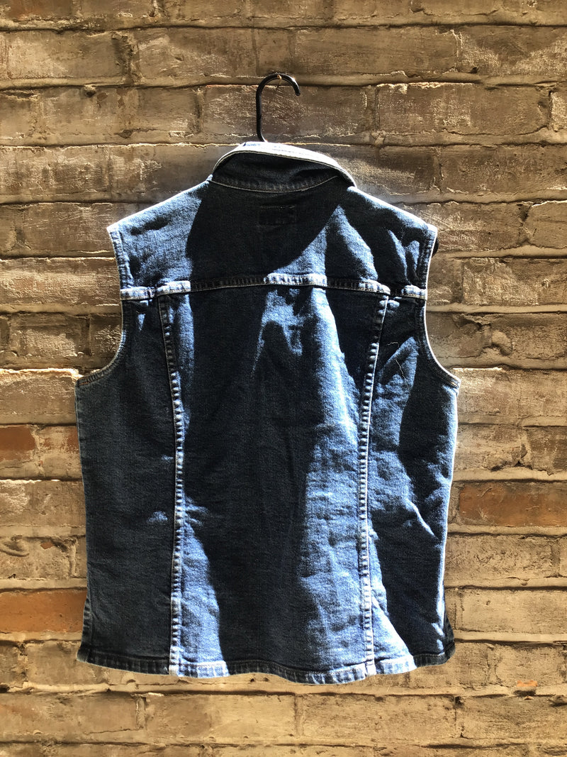 (RR3147) Vintage Denim Button Down Vest