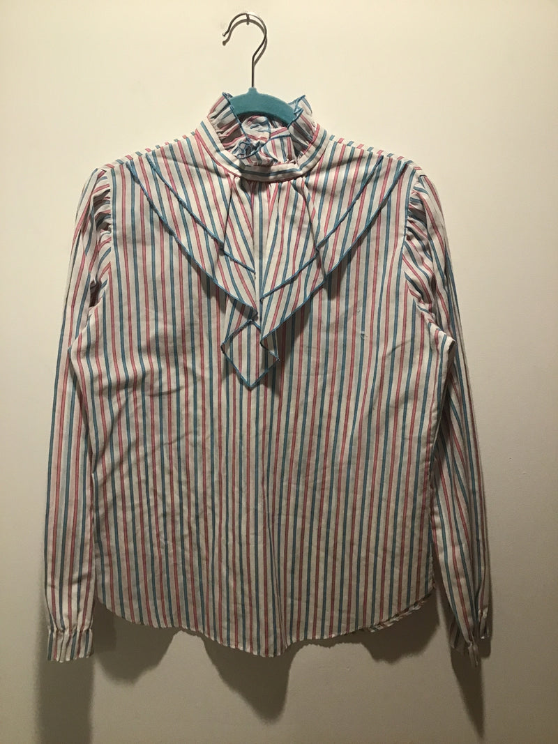 (RRSG154) Candy striped ruffle shirt