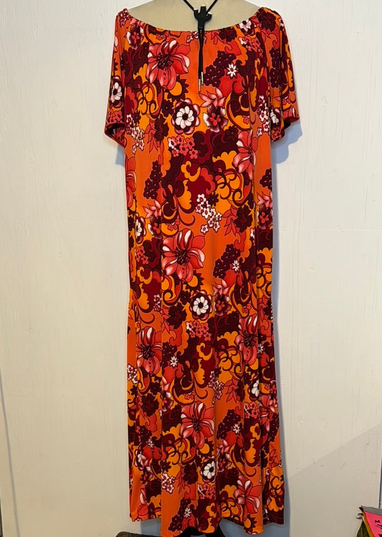 (RR2840) 70s Hawaiian Psychedelic Dress