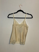 (RR3047) Vintage Cream Satin Lace Trim Camisole