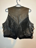 (RR3111) Black Fringe Leather Vest