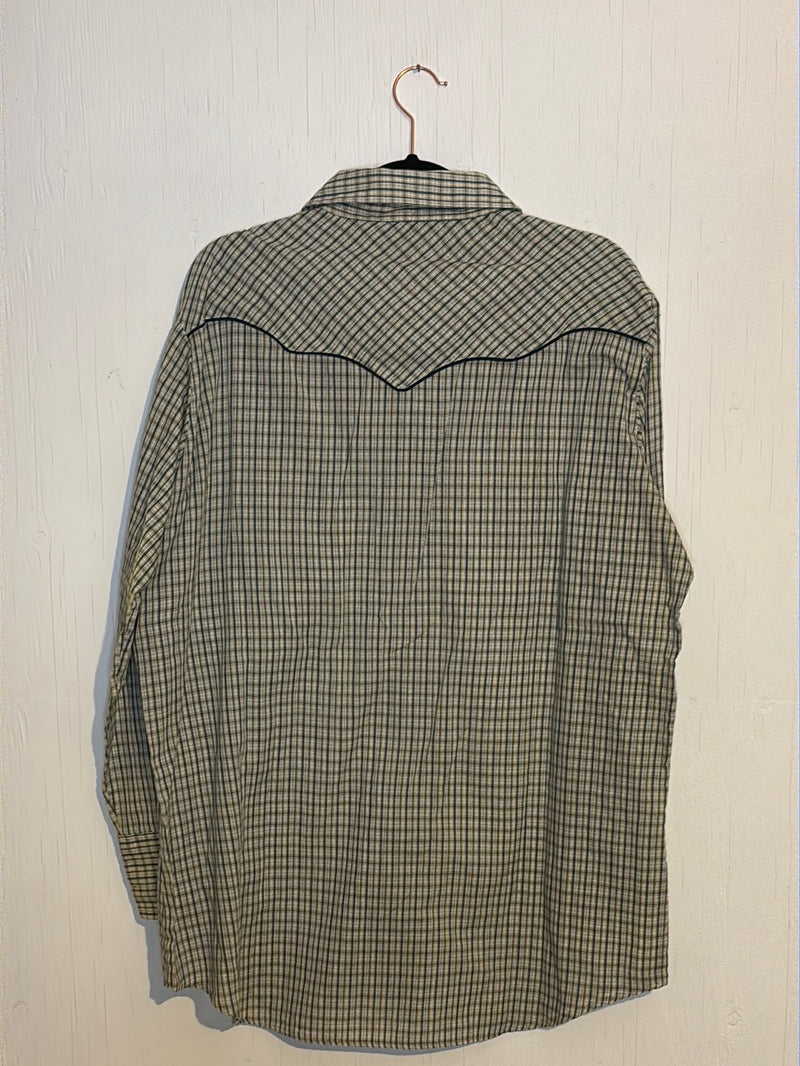 (RR2781) Vintage MWG Plaid Pearl Snap Western Button Down Shirt