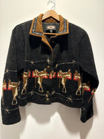 (RR3431) Fuzzy Western Cropped Fleece Jacket